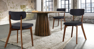 Tavolo rotondo MALTA WALNUT in MDF noce e gambe nere