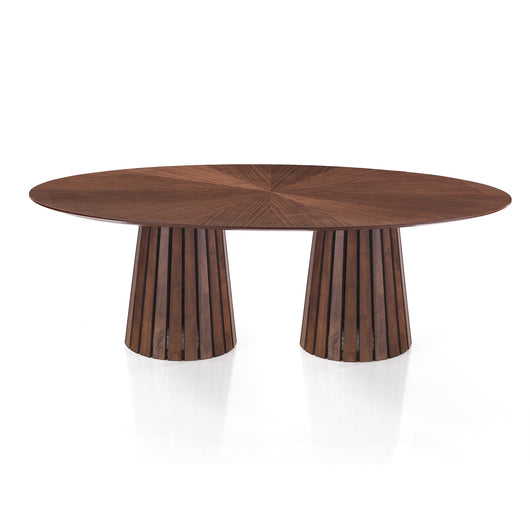 Tavolo ovale MALTA WALNUT in MDF noce e metallo nero