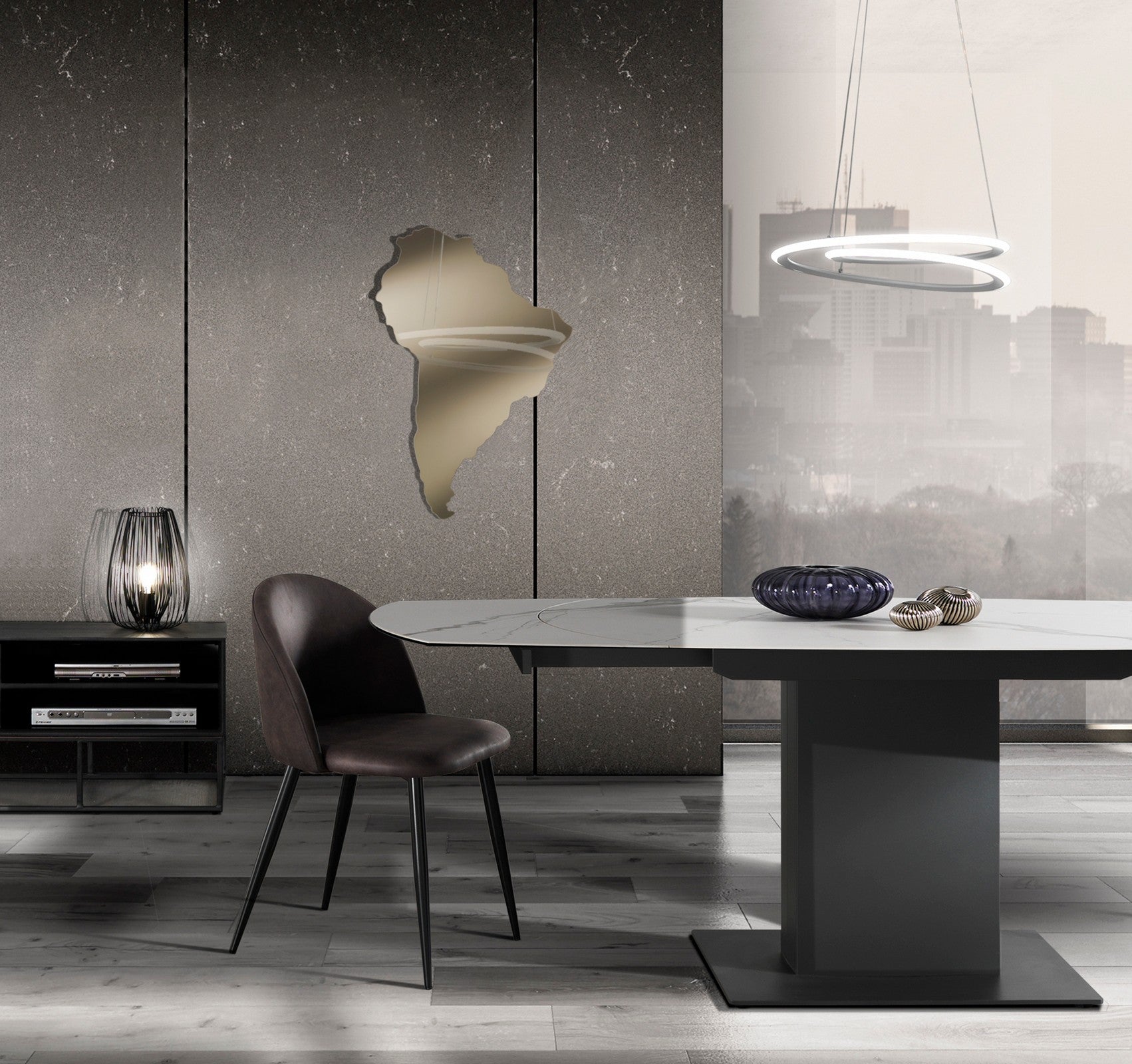 Specchio NEW WORLD BRONZE con cornice in metallo bronzo