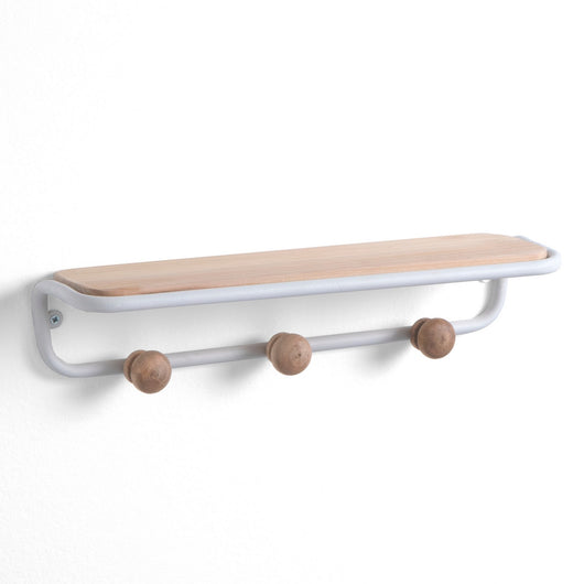 Mensola/appendiabiti OASIS in metallo nero e legno naturale