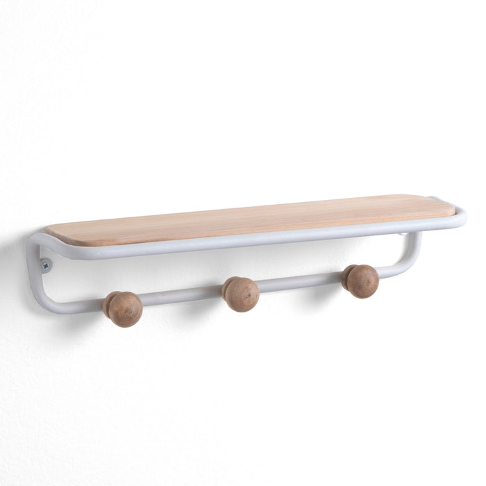 Mensola/appendiabiti OASIS in metallo nero e legno naturale