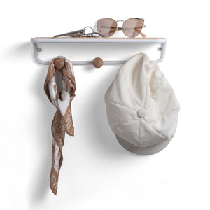 Mensola/appendiabiti OASIS in metallo nero e legno naturale