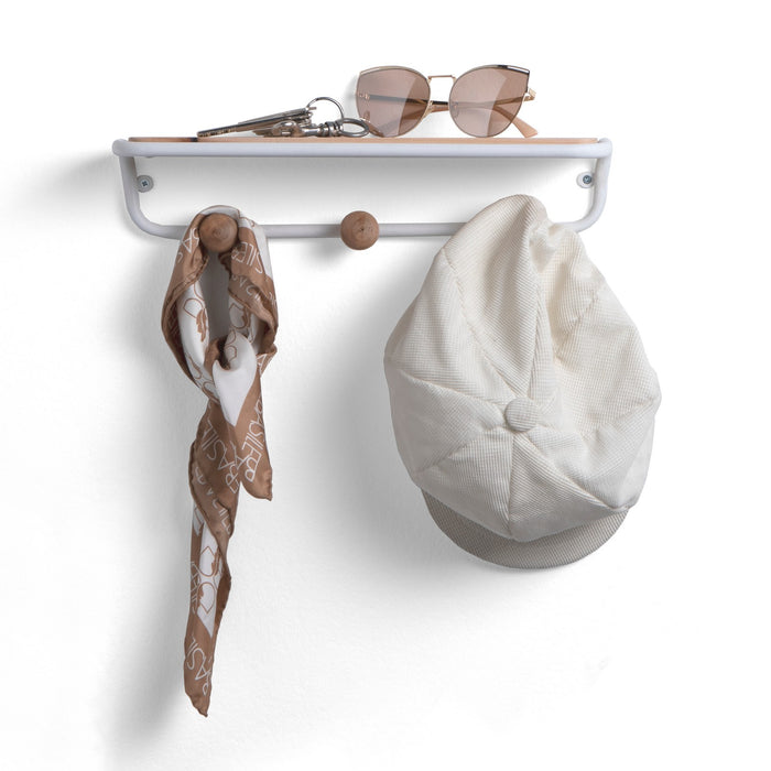 Mensola/appendiabiti OASIS in metallo nero e legno naturale