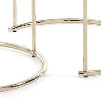 Set 2 tavolini OMAHA-R in vetro bianco marmorizzato e metallo