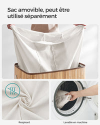 Cesto portabiancheria pieghevole a 3 scomparti con coperchio e manici 150 litri per lavanderia e camera da letto beige 12_0006665