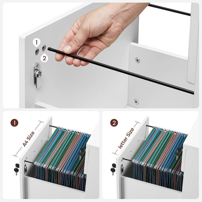 Mobiletto per ufficio mobiletto portaoggetti mobiletto basso 2 cassetti per cartelle sospese bianco 12_0004814