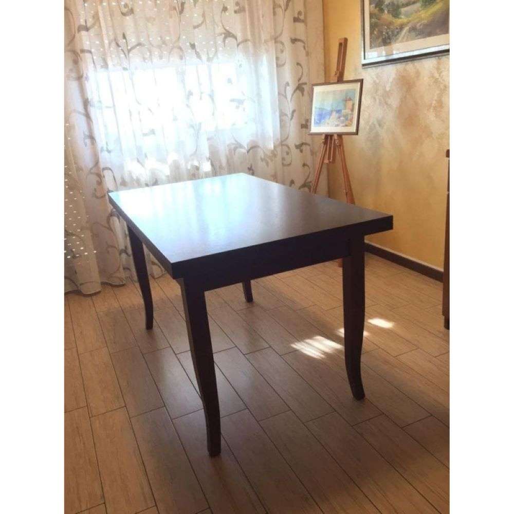 Tavolo arte povera allungabile fino 180 in legno massello e mdf con rifinitura in noce 100x70x78 H
