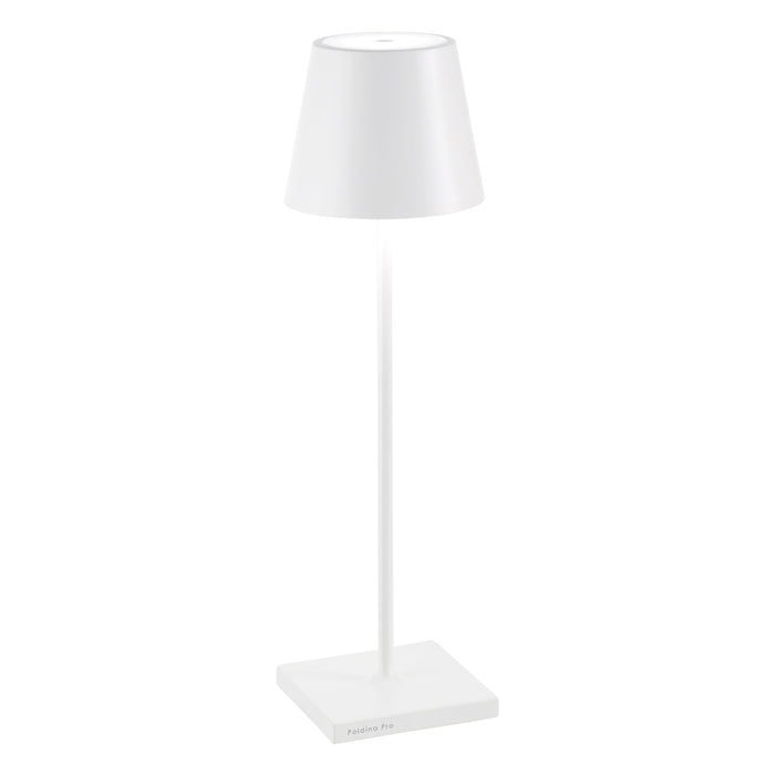 Lampada a led da tavolo Poldina Pro Bianca ricaricabile e dimmerabile con batteria fino a 12 ore. Da uso esterno IP65