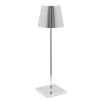 Zafferano Lampada a led da tavolo Poldina Pro Cromo Lucido ricaricabile e dimmerabile con batteria fino a 12 ore