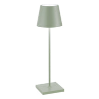 Lampada a led da tavolo Poldina Pro Verde Salvia ricaricabile e dimmerabile con batteria fino a 12 ore. Da uso esterno IP65