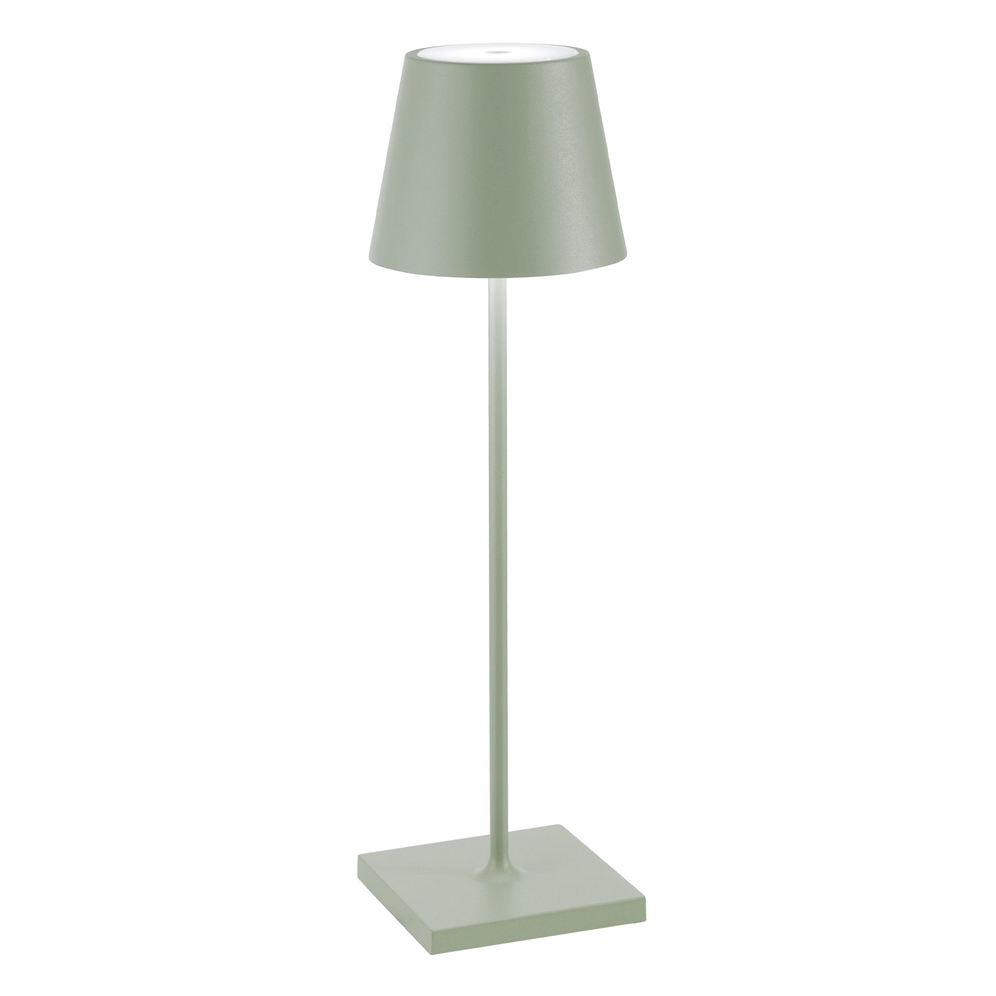 Lampada a led da tavolo Poldina Pro Verde Salvia ricaricabile e dimmerabile con batteria fino a 12 ore. Da uso esterno IP65