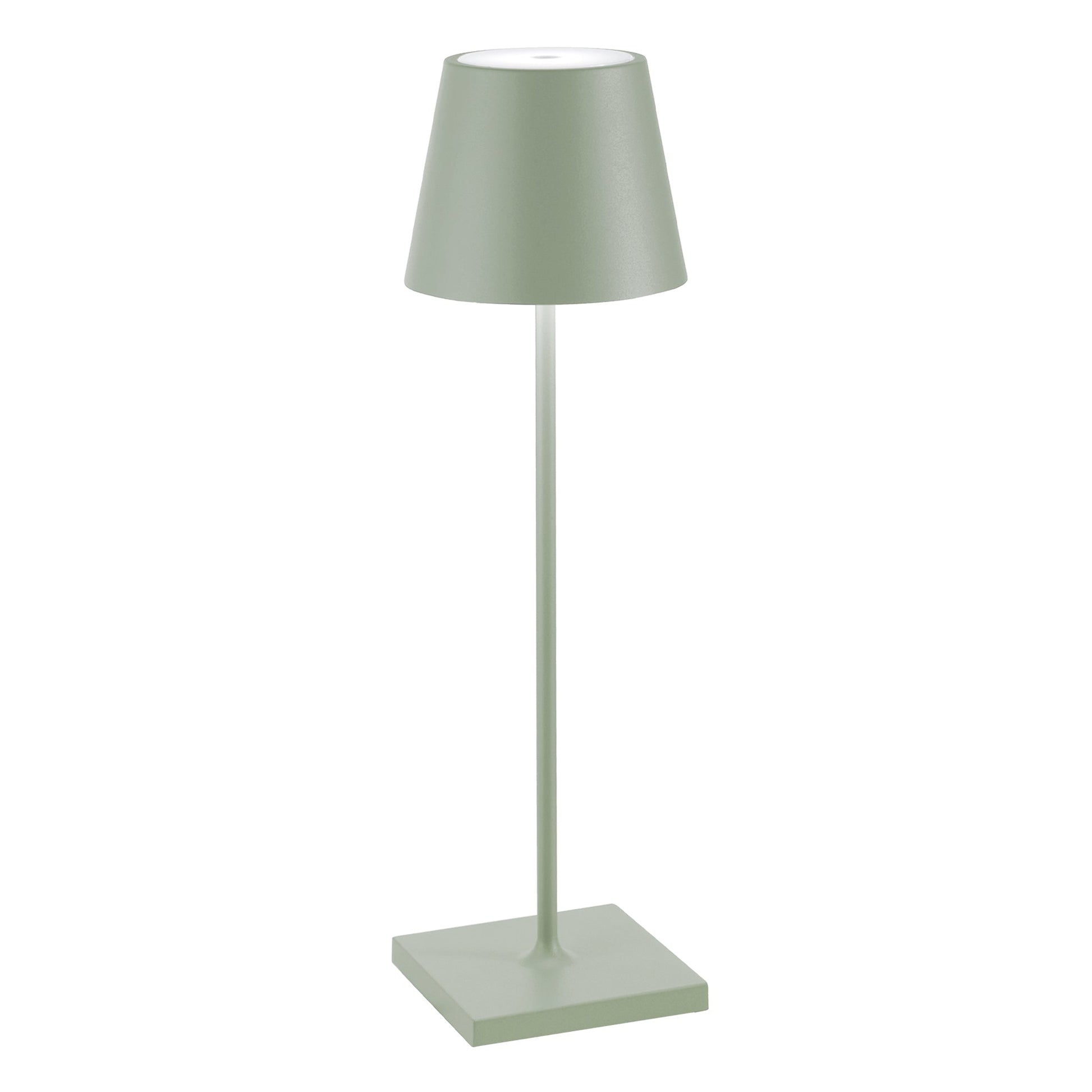 Zafferano Lampada a led da tavolo Poldina Pro Verde Salvia ricaricabile e dimmerabile con batteria fino a 12 ore. Da uso esterno IP65