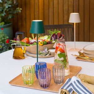 Zafferano Lampada a led da tavolo Poldina Pro Verde Scuro ricaricabile e dimmerabile con batteria fino a 12 ore