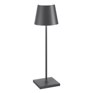 Lampada a led da tavolo Poldina Pro Grigio scuro ricaricabile e dimmerabile con batteria fino a 12 ore. Da uso esterno IP65