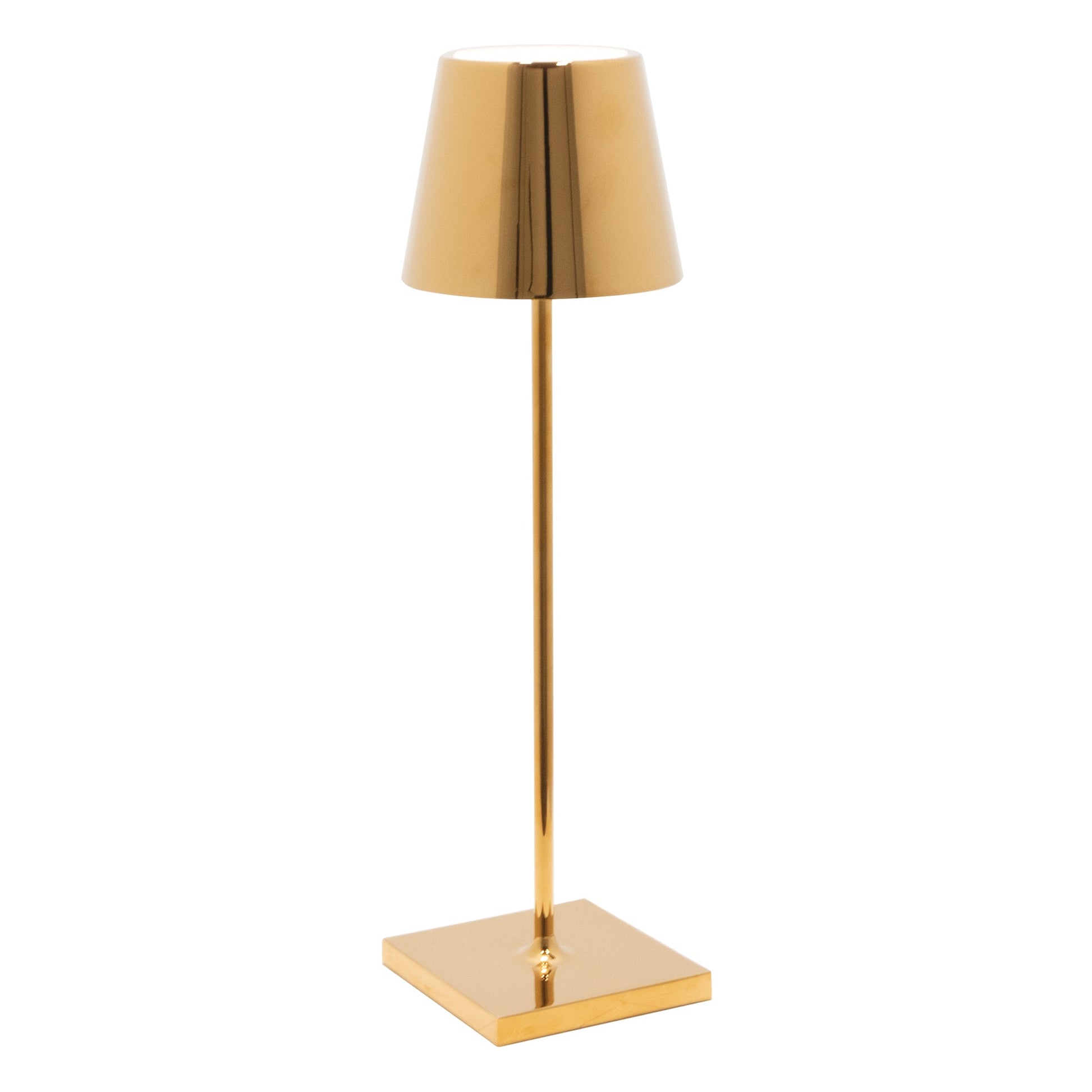 Lampada a led da tavolo Poldina Pro Oro Lucido ricaricabile e dimmerabile con batteria fino a 12 ore