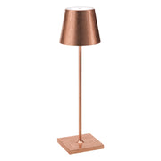 Lampada a led da tavolo Poldina Pro Foglia Rame ricaricabile e dimmerabile con batteria fino a 12 ore
