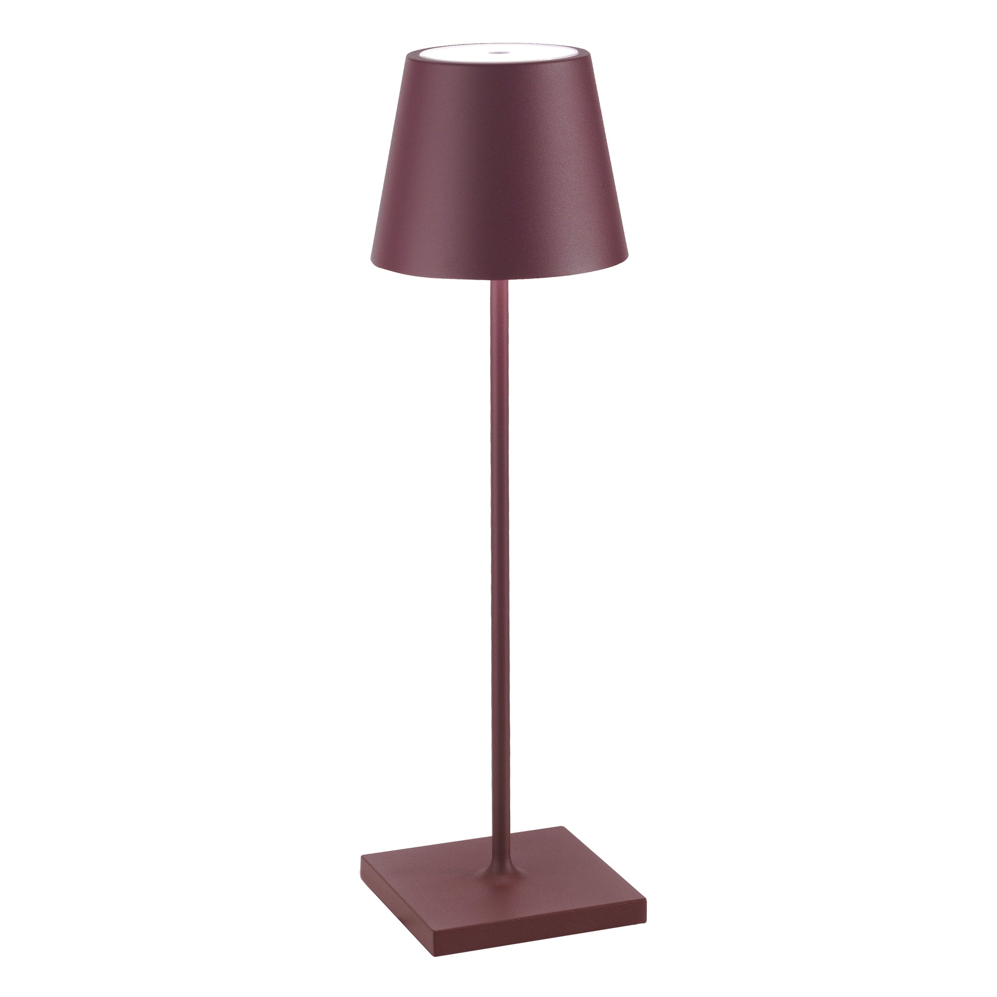 Lampada a led da tavolo Poldina Pro Bordeaux ricaricabile e dimmerabile con batteria fino a 12 ore. Da uso esterno IP65