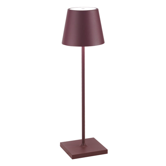 Lampada a led da tavolo Poldina Pro Bordeaux ricaricabile e dimmerabile con batteria fino a 12 ore. Da uso esterno IP65