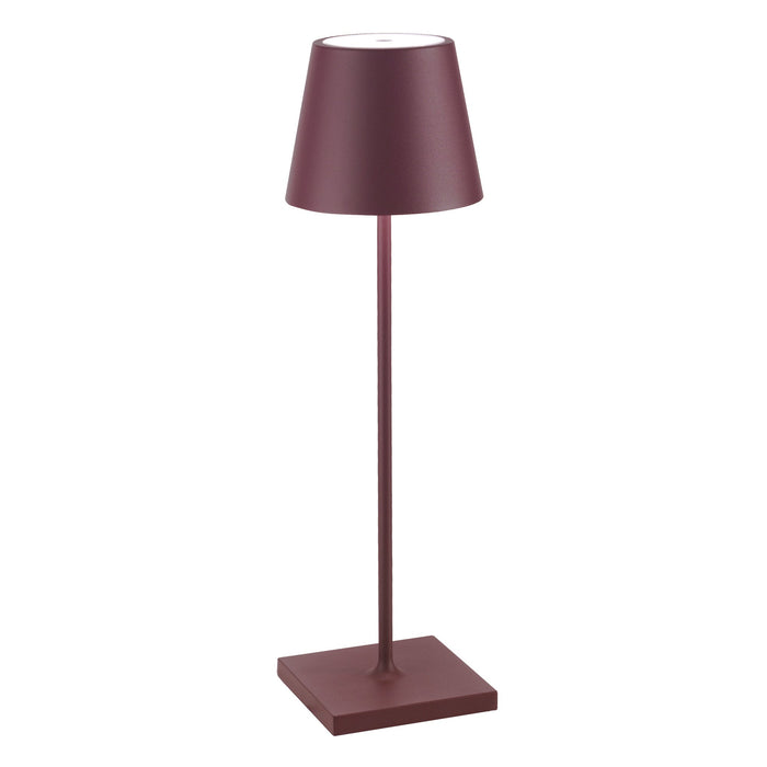 Lampada a led da tavolo Poldina Pro Bordeaux ricaricabile e dimmerabile con batteria fino a 12 ore. Da uso esterno IP65