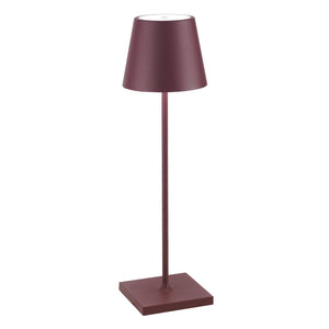 Zafferano Lampada a led da tavolo Poldina Pro Bordeaux ricaricabile e dimmerabile con batteria fino a 12 ore. Da uso esterno IP65