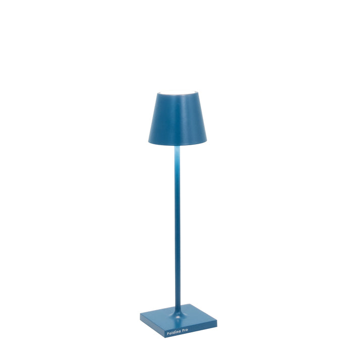 Lampada a led da tavolo Poldina Pro Micro Blu Capri ricaricabile e dimmerabile con batteria fino a 12 ore