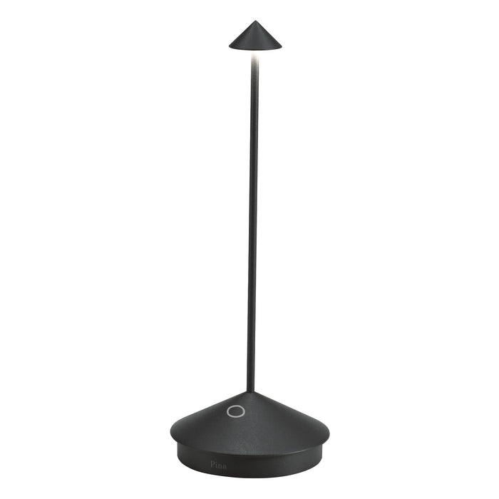 Lampada a led da tavolo Pina Pro Nero Opaco ricaricabile e dimmerabile senza fili Zafferano 2200-2700-3000K