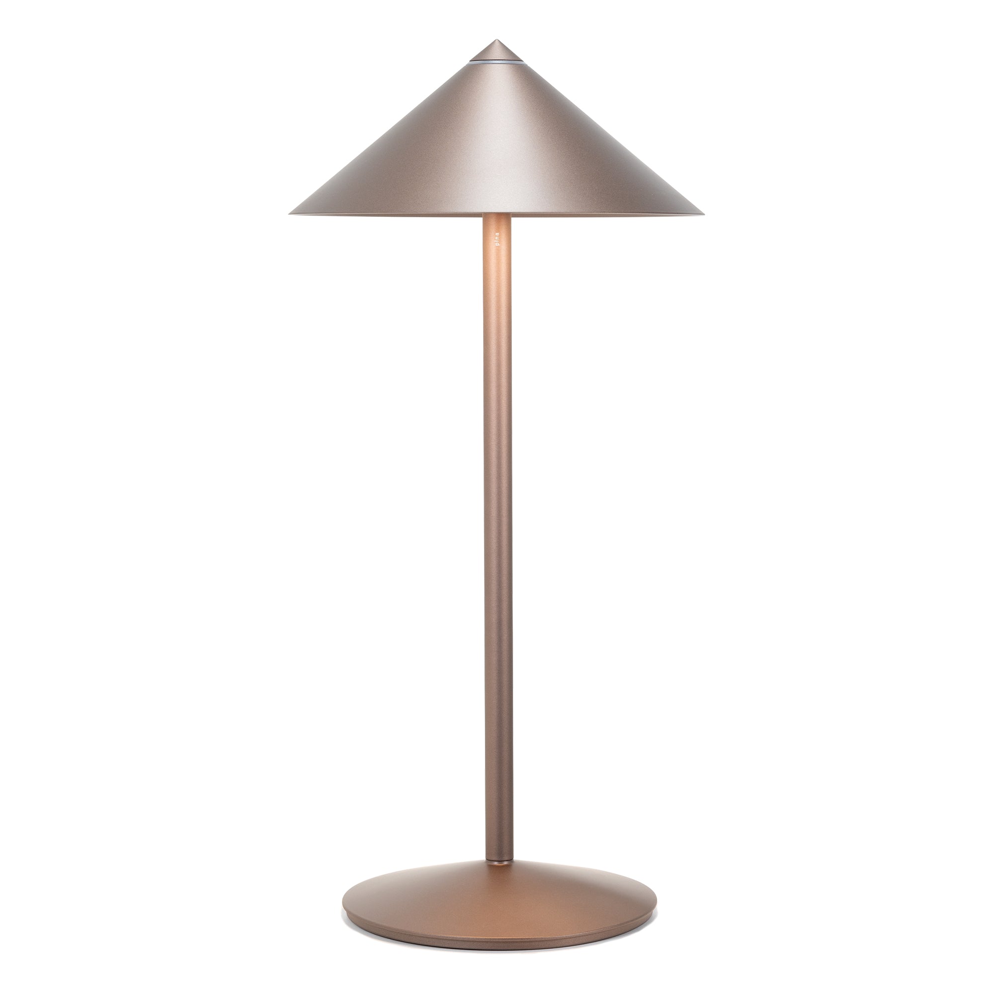 Zafferano Lampada da Tavolo Led Ricaricabile Pina L Desk - 6W, IP65, Dimmer Touch, Testa Magnetica, Design Moderno per Interni ed Esterni - Bronzo
