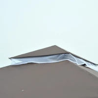 Gazebo da Giardino 3x3m con Zanzariera, Tetto a 2 Livelli e Struttura in Metallo Marrone