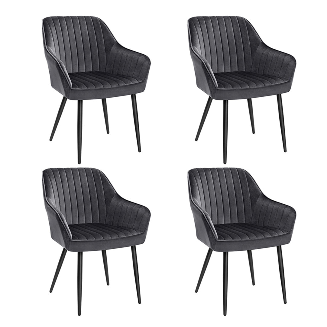 Sedia da pranzo poltrona seduta imbottita con braccioli larghezza seduta 49 cm gambe in metallo rivestimento in velluto portata 110 kg per soggiorno camera da letto grigio 12_0004910