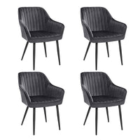 Sedia da pranzo poltrona seduta imbottita con braccioli larghezza seduta 49 cm gambe in metallo rivestimento in velluto portata 110 kg per soggiorno camera da letto grigio 12_0004910