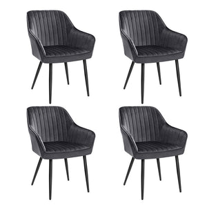 Sedia da pranzo poltrona seduta imbottita con braccioli larghezza seduta 49 cm gambe in metallo rivestimento in velluto portata 110 kg per soggiorno camera da letto grigio 12_0004910