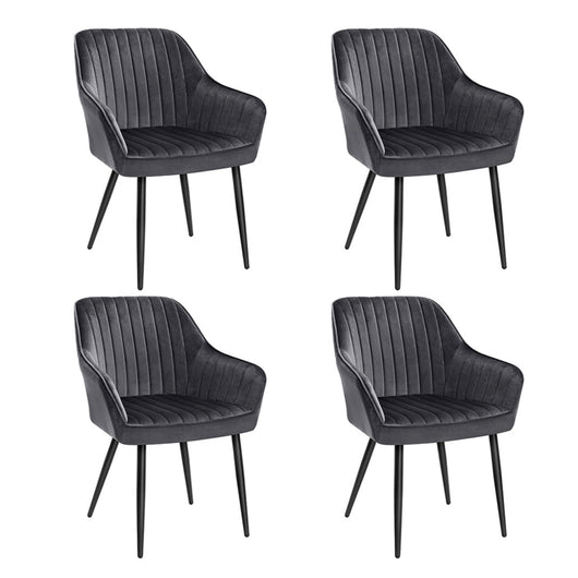 Sedia da pranzo poltrona seduta imbottita con braccioli larghezza seduta 49 cm gambe in metallo rivestimento in velluto portata 110 kg per soggiorno camera da letto grigio 12_0004910