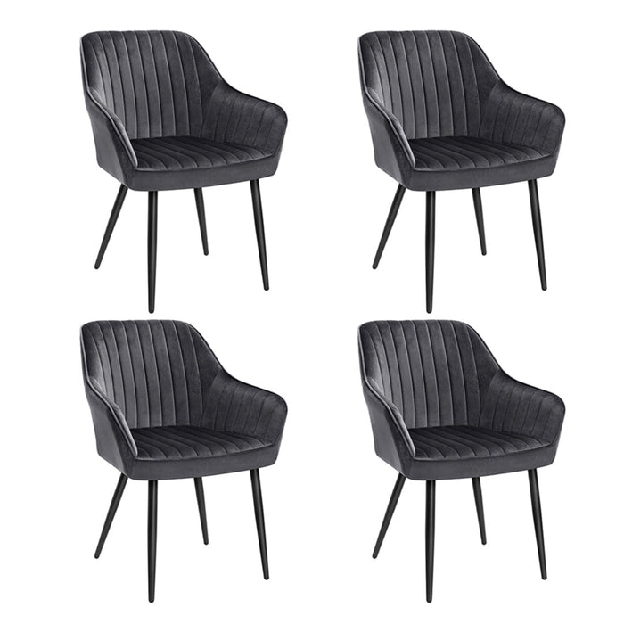 Sedia da pranzo poltrona seduta imbottita con braccioli larghezza seduta 49 cm gambe in metallo rivestimento in velluto portata 110 kg per soggiorno camera da letto grigio 12_0004910