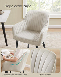 Sedia da pranzo poltrona seduta imbottita con braccioli larghezza seduta 49 cm gambe in metallo rivestimento in velluto portata 110 kg per soggiorno camera da letto grigio 12_0004913