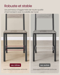 Set di 2 sedie da pranzo con struttura in acciaio in stile industriale per sala da pranzo soggiorno cucina grigio 12_0004934