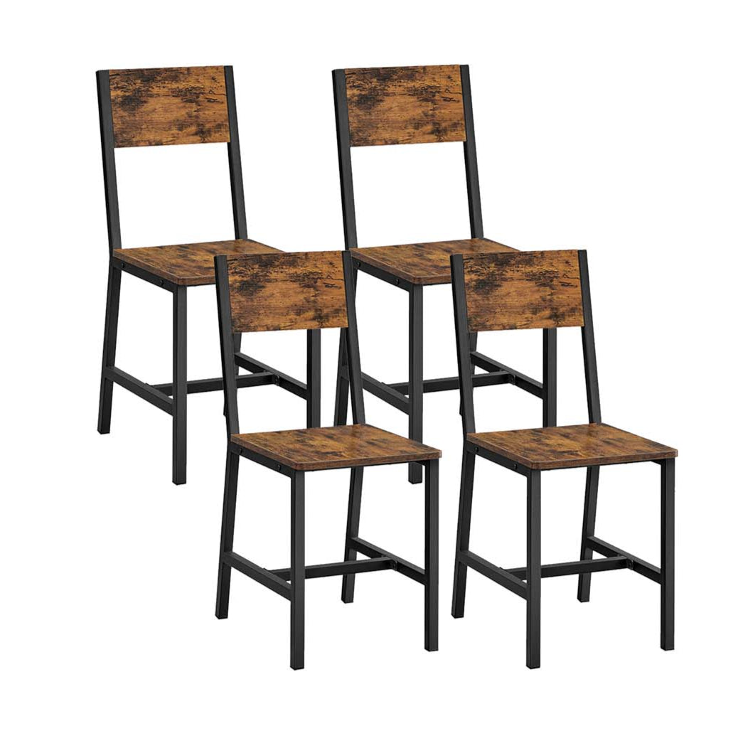 Set di 2 sedie da pranzo con struttura in acciaio stile industriale per soggiorno cucina marrone rustico e nero 12_0004935