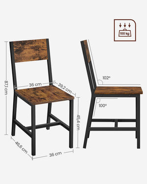 Set di 2 sedie da pranzo con struttura in acciaio stile industriale per soggiorno cucina marrone rustico e nero 12_0004935