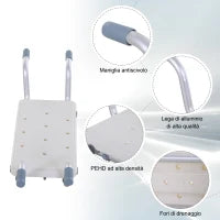 Sedile per Vasca in Lega di Alluminio e Plastica, Sgabello per Vasca da Bagno Larghezza Regolabile 73-83cm, Max. Carico 150kg