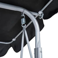 Dondolo da Giardino a 3 Posti in Metallo, Tetto Parasole Rimovibile e Lavabile, Nero e Argento, 171x108x154cm