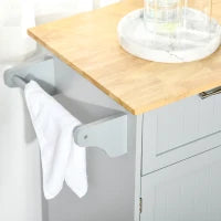 Carrello da Cucina Multiuso in Legno con 2 Cassetti, Armadietto e 4 Ruote, 104x46x91cm, Grigio