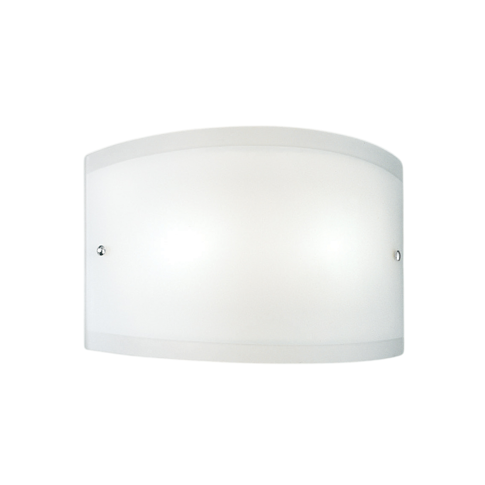 Applique Lecce in vetro satinato bianco 35x12cm, 1 luce E27 max 42W, IP20, Lampada da muro e montatura metallo con dettagli cromo, lampadina esclusa
