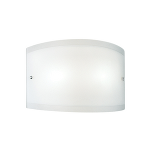 Applique Lecce in vetro satinato bianco 35x12cm, 1 luce E27 max 42W, IP20, Lampada da muro e montatura metallo con dettagli cromo, lampadina esclusa