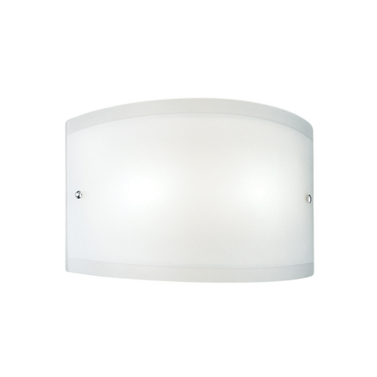 Applique Lecce in vetro satinato bianco 35x12cm, 1 luce E27 max 42W, IP20, Lampada da muro e montatura metallo con dettagli cromo, lampadina esclusa