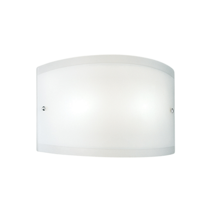 Applique Lecce in vetro satinato bianco 35x12cm, 1 luce E27 max 42W, IP20, Lampada da muro e montatura metallo con dettagli cromo, lampadina esclusa