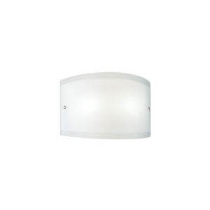 Applique Lecce in vetro satinato bianco 27x12cm, 1 luce E27 max 42W, IP20, Lampada da muro e montatura metallo con dettagli cromo, lampadina esclusa