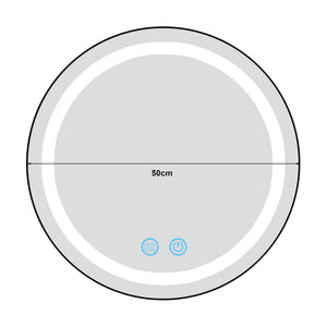 Specchio LED da Parete Maratea Multifunzionale Ø50 cm Cornice Argentata pro.tec