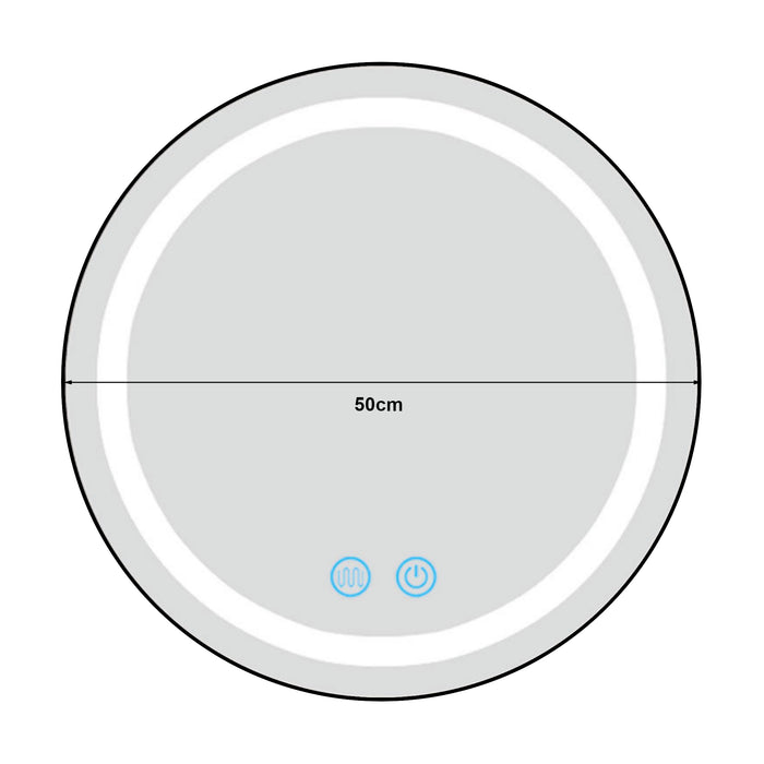 Specchio LED da Parete Maratea Multifunzionale Ø50 cm Cornice Argentata pro.tec