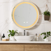 Specchio LED da Parete Maratea Multifunzionale Ø50 cm Cornice Argentata pro.tec