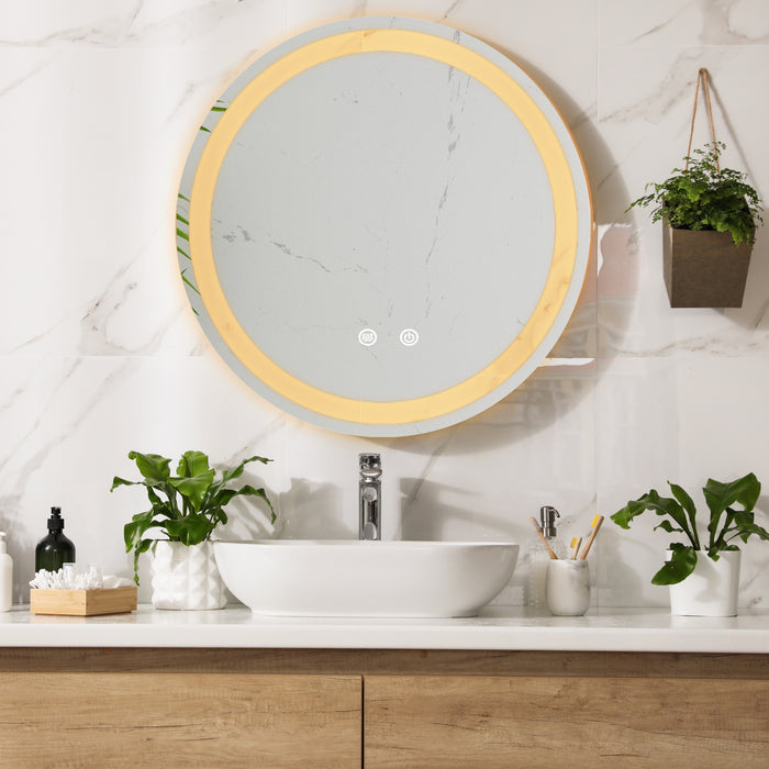 Specchio LED da Parete Maratea Multifunzionale Ø50 cm Cornice Argentata pro.tec