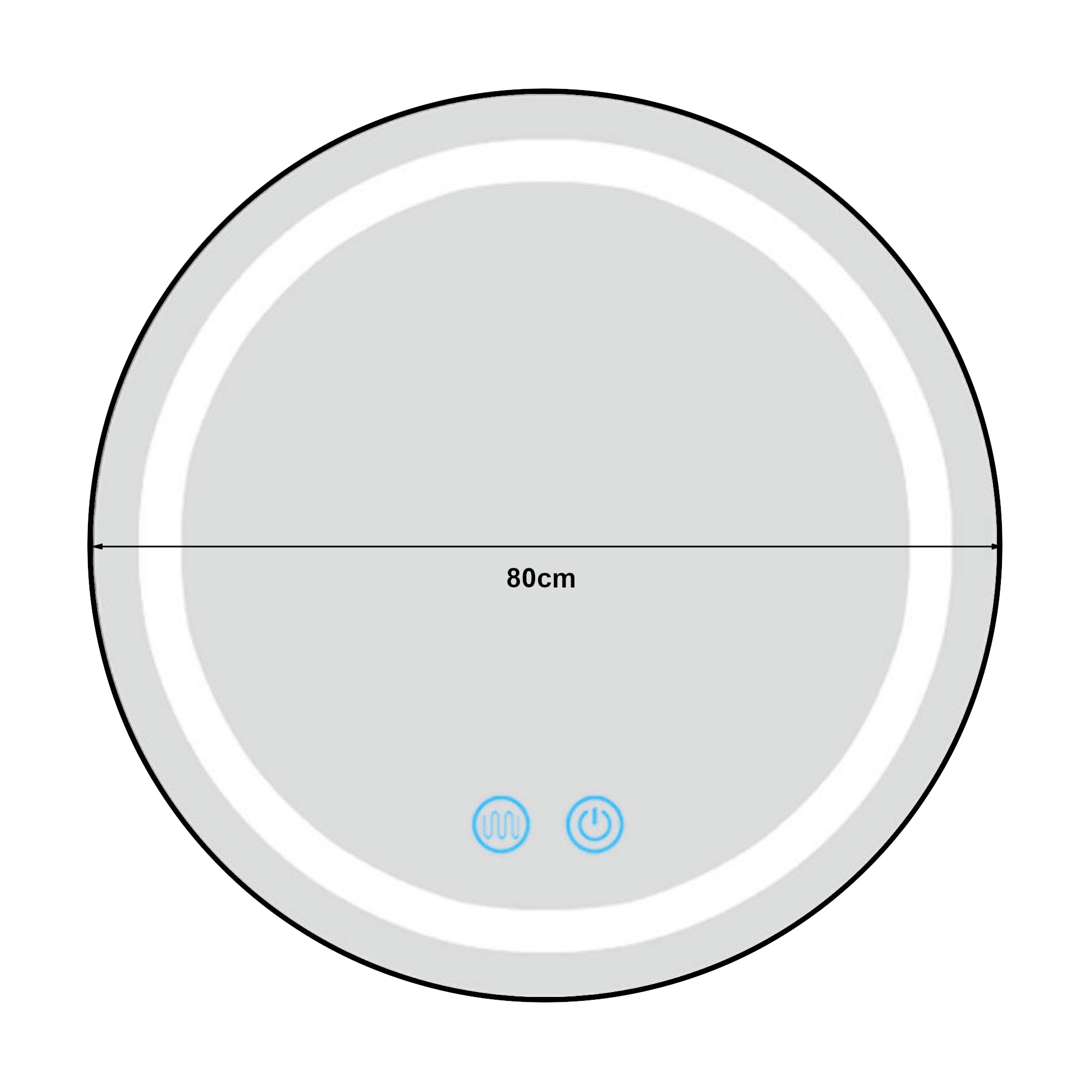 Specchio LED da Parete Maratea Multifunzionale Ø80 cm Cornice Argentata pro.tec